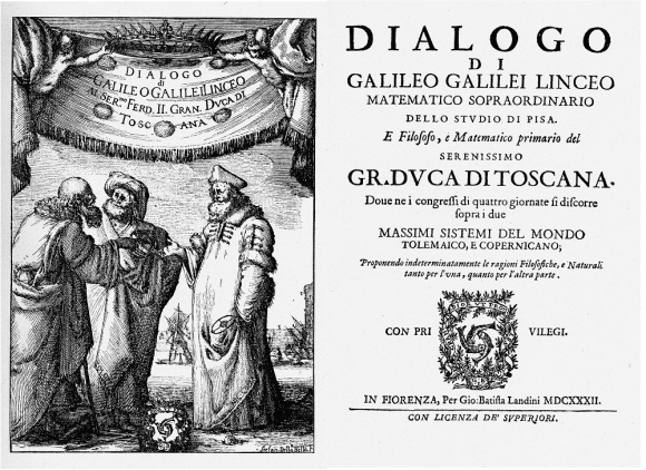 Frontispiece and title page of the Dialogue, 1632. Credit: moro.imss.fi.it