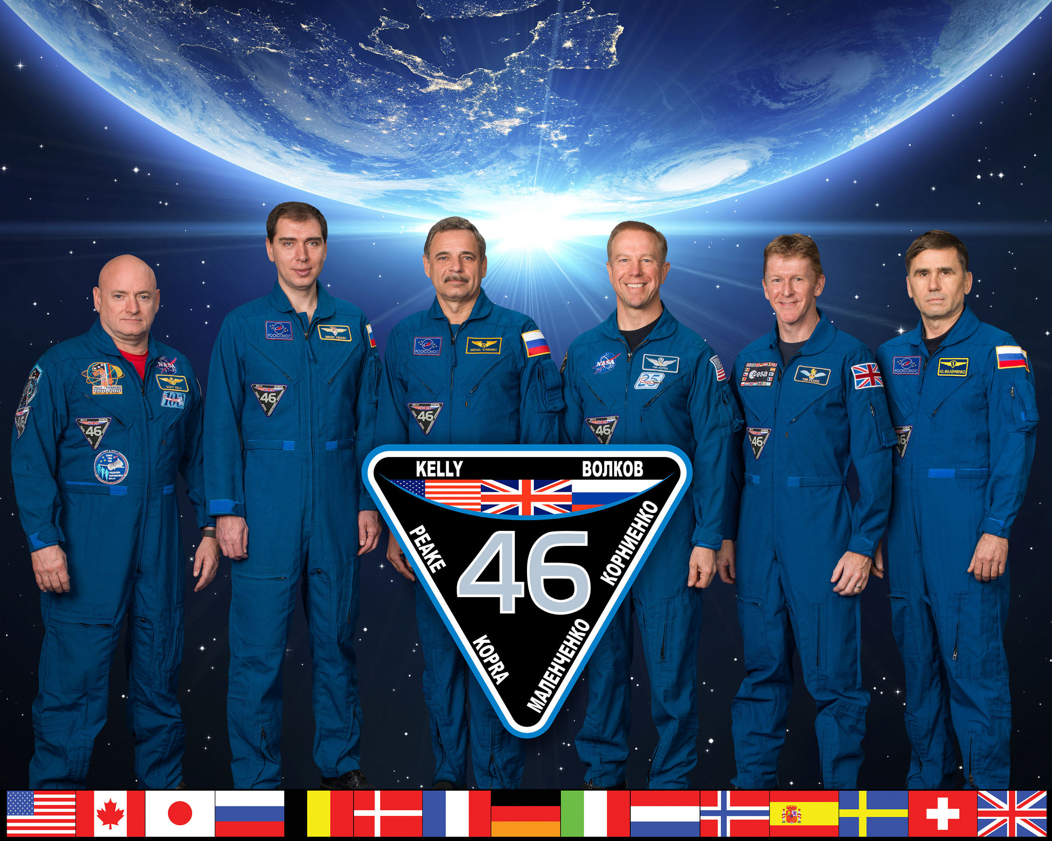 ISS Expedition 46 crew portrait. Credit: NASA
