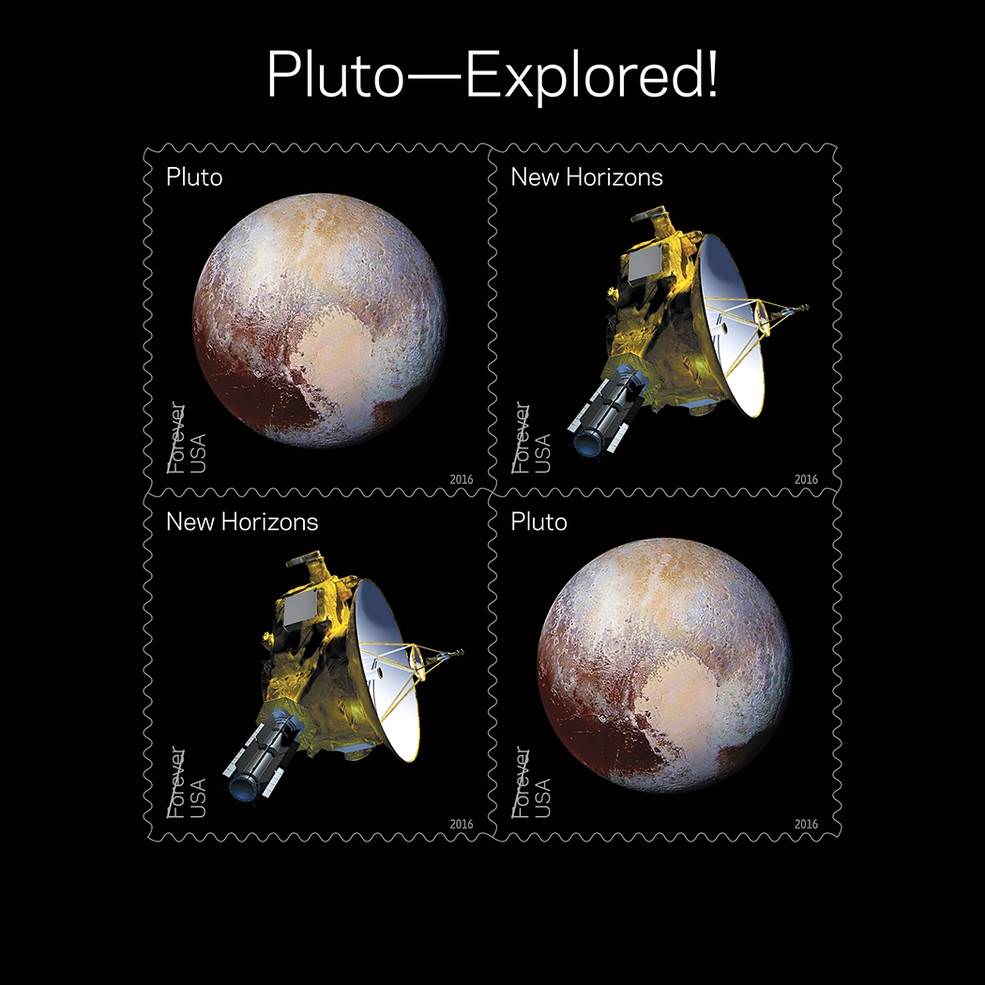 Here's an updated stamp for the newly explored Pluto. Image credit: USPS