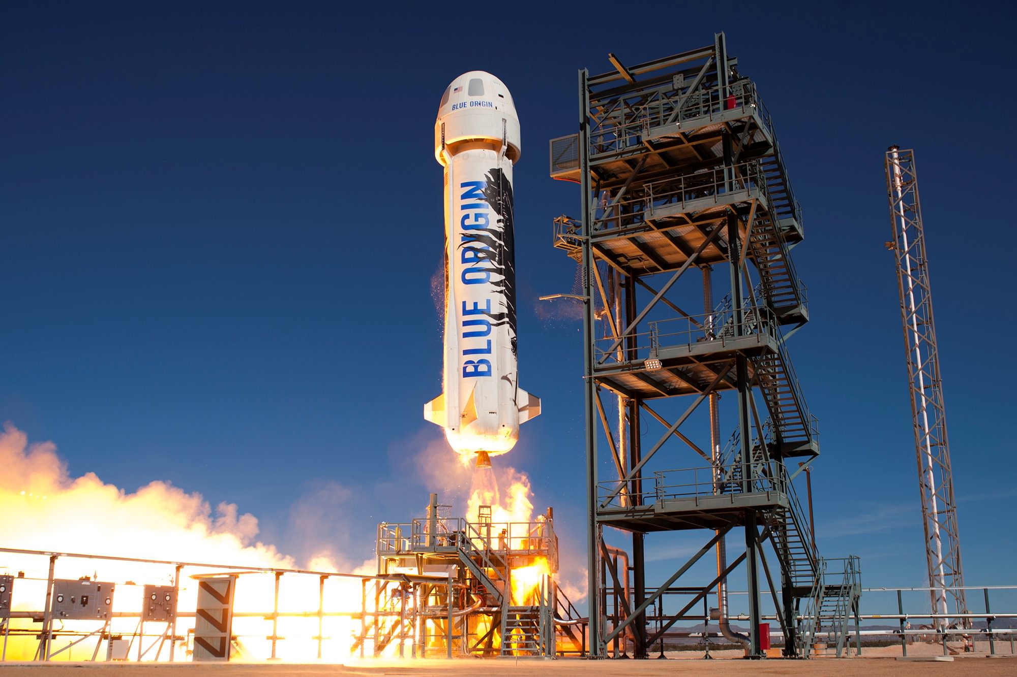 Blue Origin's New Shepard rocket has successfully launched and landed a second time. Image: Blue Origin