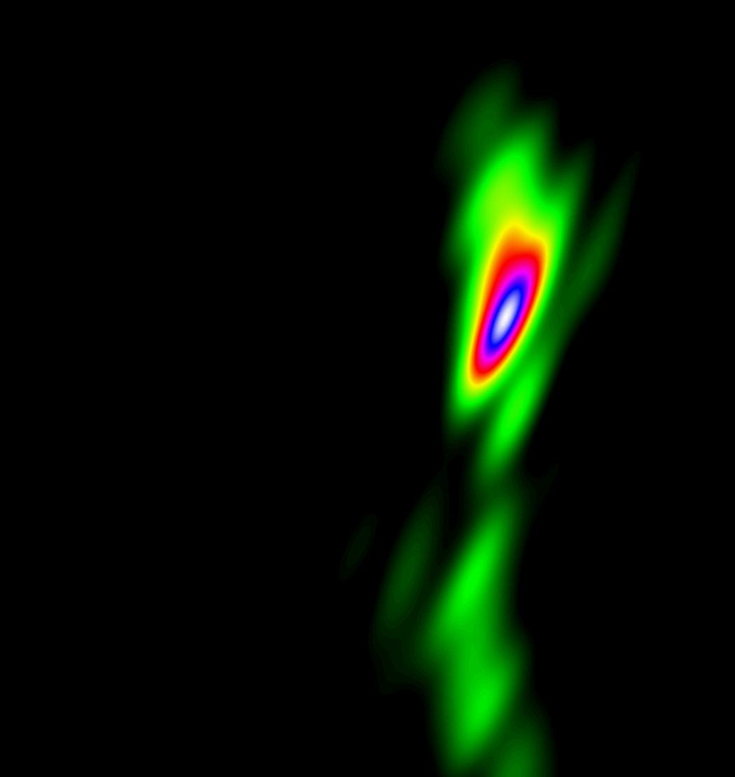 A jet of material being ejected out of a black hole at the centre of the galaxy BL Lacertae. Image: Dr. Jose L. Gomez