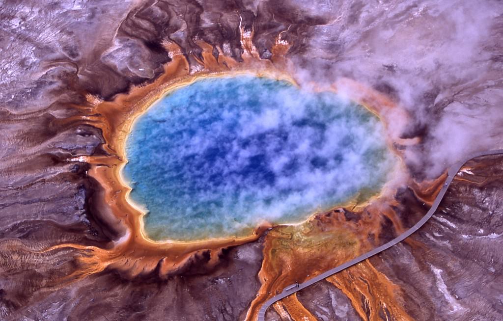 The Grand Prismatic Spring at Yellowstone National Park. Could it be an analog to similar springs, hydrothermal vents and geysers that may once have existed in Gusev Crater on Mars? Credit: Jim Peaco, National Park Service
