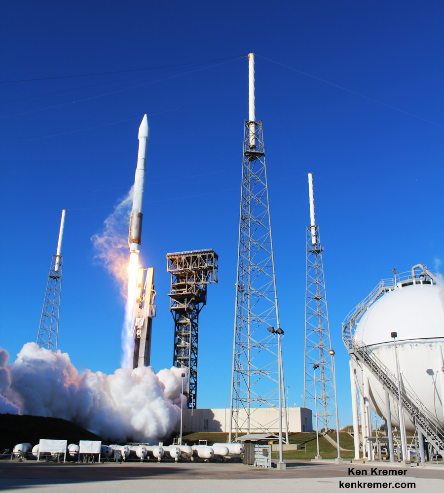 United Launch Alliance (ULA) Atlas V rocket carrying the GPS IIF-12 mission lifted off at 8:38 a.m. EST on Feb. 5, 2016 from Space Launch Complex 41 on Cape Canaveral Air Force Station, Fla.  Credit: Ken Kremer/kenkremer.com