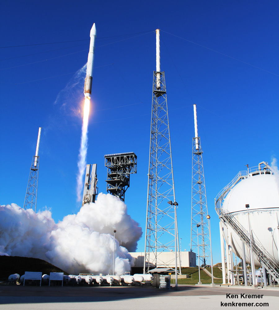 United Launch Alliance (ULA) Atlas V rocket carrying the GPS IIF-12 mission lifted off at 8:38 a.m. EST on Feb. 5, 2016 from Space Launch Complex 41 on Cape Canaveral Air Force Station, Fla.  Credit: Ken Kremer/kenkremer.com 	 