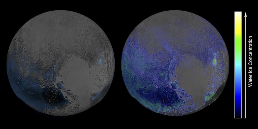 The new map shows exposed water ice to be considerably more widespread across Pluto's surface than was previously known - an important discovery.