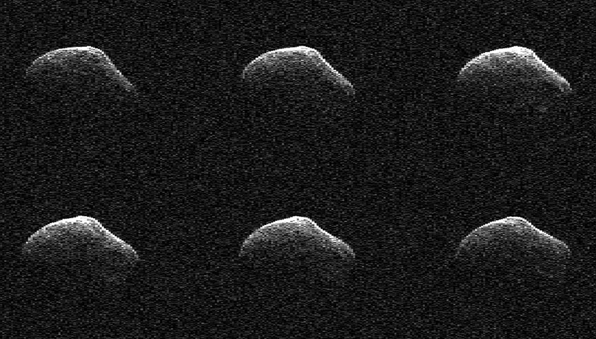 These radar images of comet P/2016 BA14 were taken on March 23, 2016, by scientists using an antenna of NASA's Deep Space Network at Goldstone, California. At the time, the comet was about 2.2 million miles (3.5 million kilometers) from Earth. Credit: NASA/JPL-Caltech/GSSR