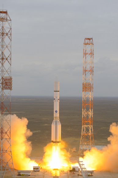 ExoMars 2016 lifted off on a Proton-M rocket from Baikonur, Kazakhstan at 09:31 GMT on 14 March 2016. Copyright ESA–Stephane Corvaja, 2016