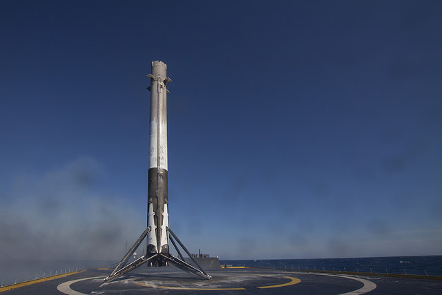 Droneship touchdown of SpaceX Falcon 9 first stage on "Of Course I Still Love You" as captured by remote camera on 8 April 2016. Credit: SpaceX