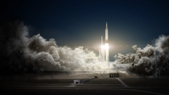 Artist's concept of the SpaceX Red Dragon spacecraft launching to Mars on SpaceX Falcon Heavy as soon as 2018. Credit: SpaceX