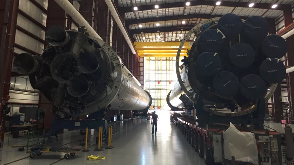 Side by side SpaceX Falcon 9 first stages recovered ‘by land and sea’ in Dec 2015 and Apr 2016. Credit: SpaceX/Elon Musk 