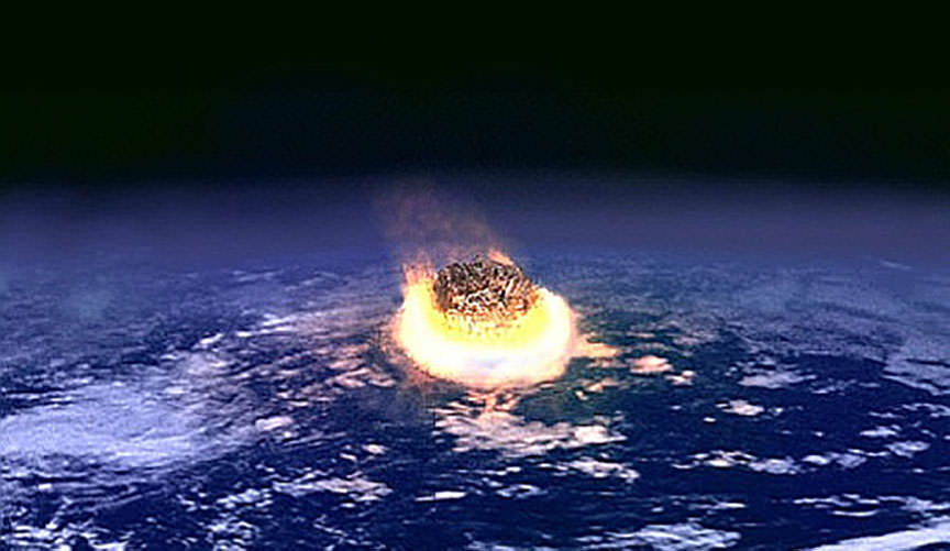 Artist's impression of a major impact event: A collision between Earth and an asteroid a few kilometres in diameter would release as much energy as several million nuclear weapons detonating.