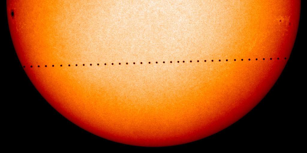 The Solar and Heliospheric Observatory (SOHO) took these photos of Mercury during its last transit of the Sun on Nov. 8, 2006. Credit: NASA/ESA