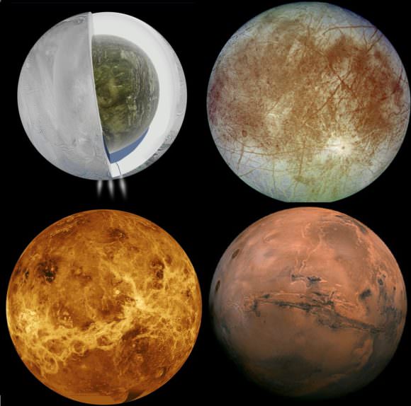 Some of the destinations of the proposed NIAC 2016 missions include Mars, Venus, Enceladus and Europa. Credit: NASA/JPL