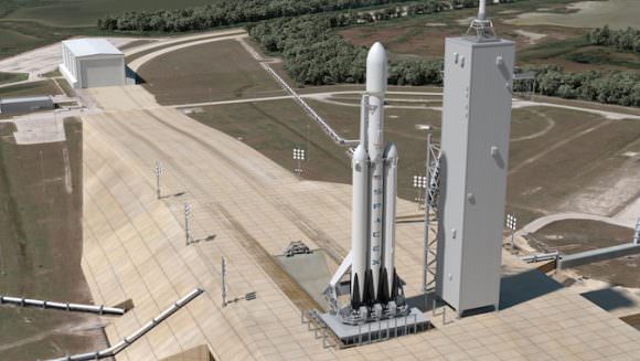 An artist's illustration of the Falcon Heavy rocket. Image: SpaceX