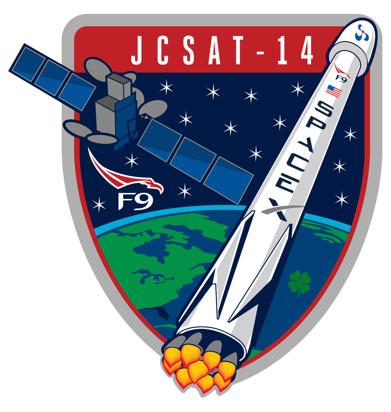 SpaceX JCSAT-14 mission patch. Credit: SpaceX 