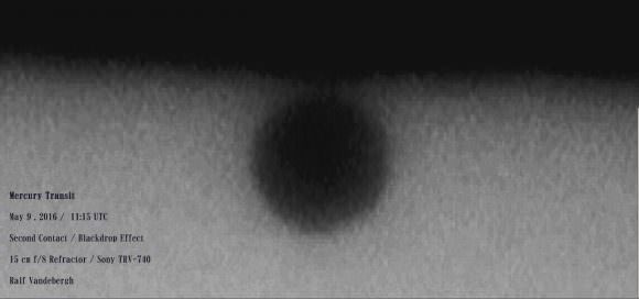 A study of the 'black drop effect' as today's transit of Mercury begins. Image credit and copyright: Ralf Vandeberg.