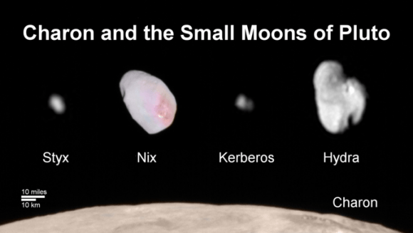 The five moons of Pluto. Image: NASA/JHUAPL/SwRI 