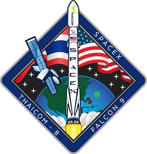 Thaicom-8 mission patch artwork.  Credit: SpaceX