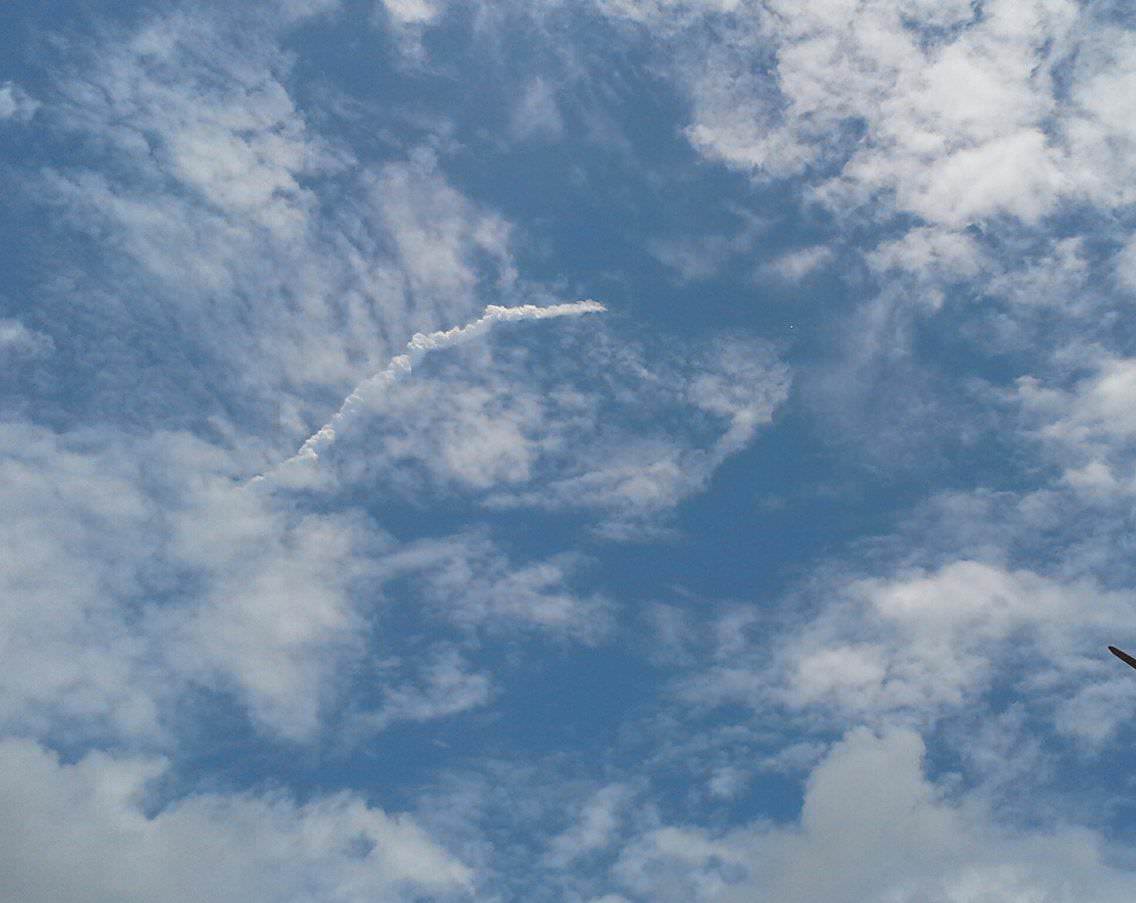 Massive vapor trail to orbit after blastoff of ULA Delta 4 Heavy with top secret NROL-37 surveillance satellite on June 11, 2016 from Cape Canaveral Air Force Station, Fl.  Credit: Jillian Laudick 