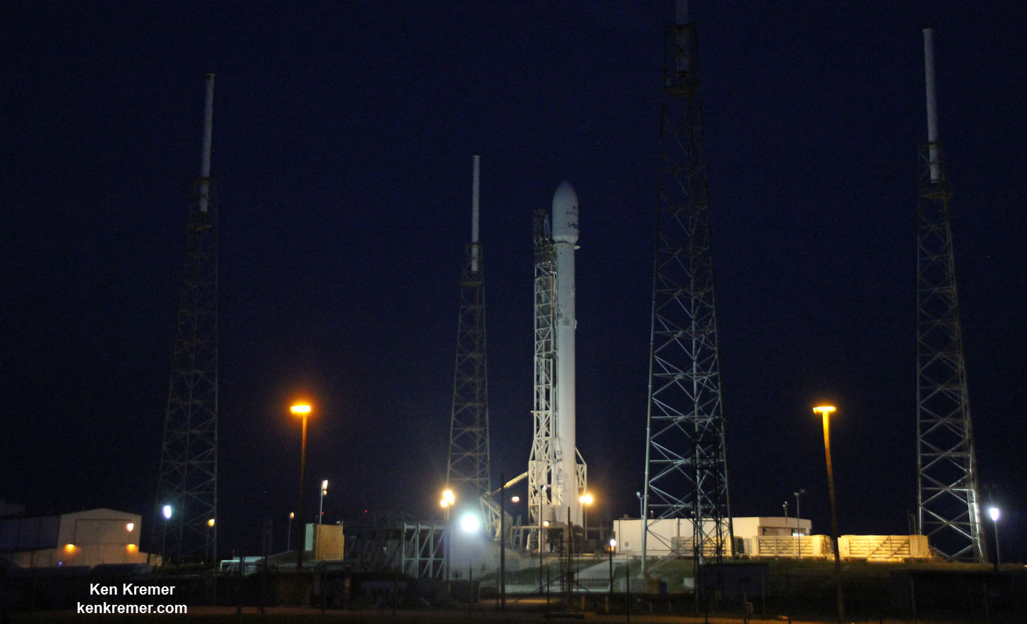 Predawn view of SpaceX Falcon 9 and Eutelsat/ABS 2A comsats pn the morning of launch on June 15, 2016 from Space Launch Complex 40 on Cape Canaveral Air Force Station, Fl.   Credit: Ken Kremer/kenkremer.com