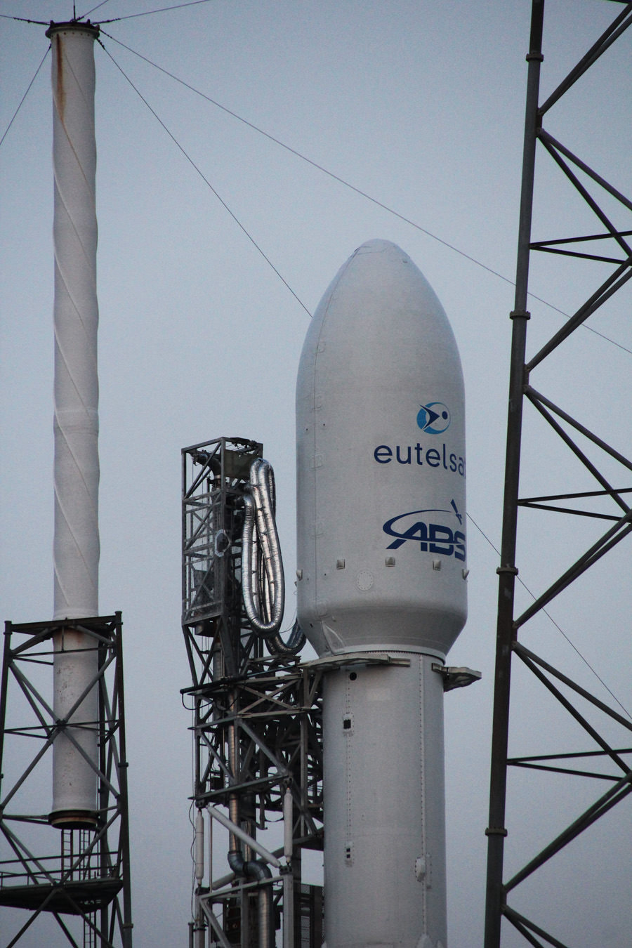 Up close view of nose cone carrying Eutelsat/ABS 2A comsats atop SpaceX Falcon 9 that launched on June 15, 2016 from Cape Canaveral Air Force Station, Fl.   Credit: Ken Kremer/kenkremer.com
