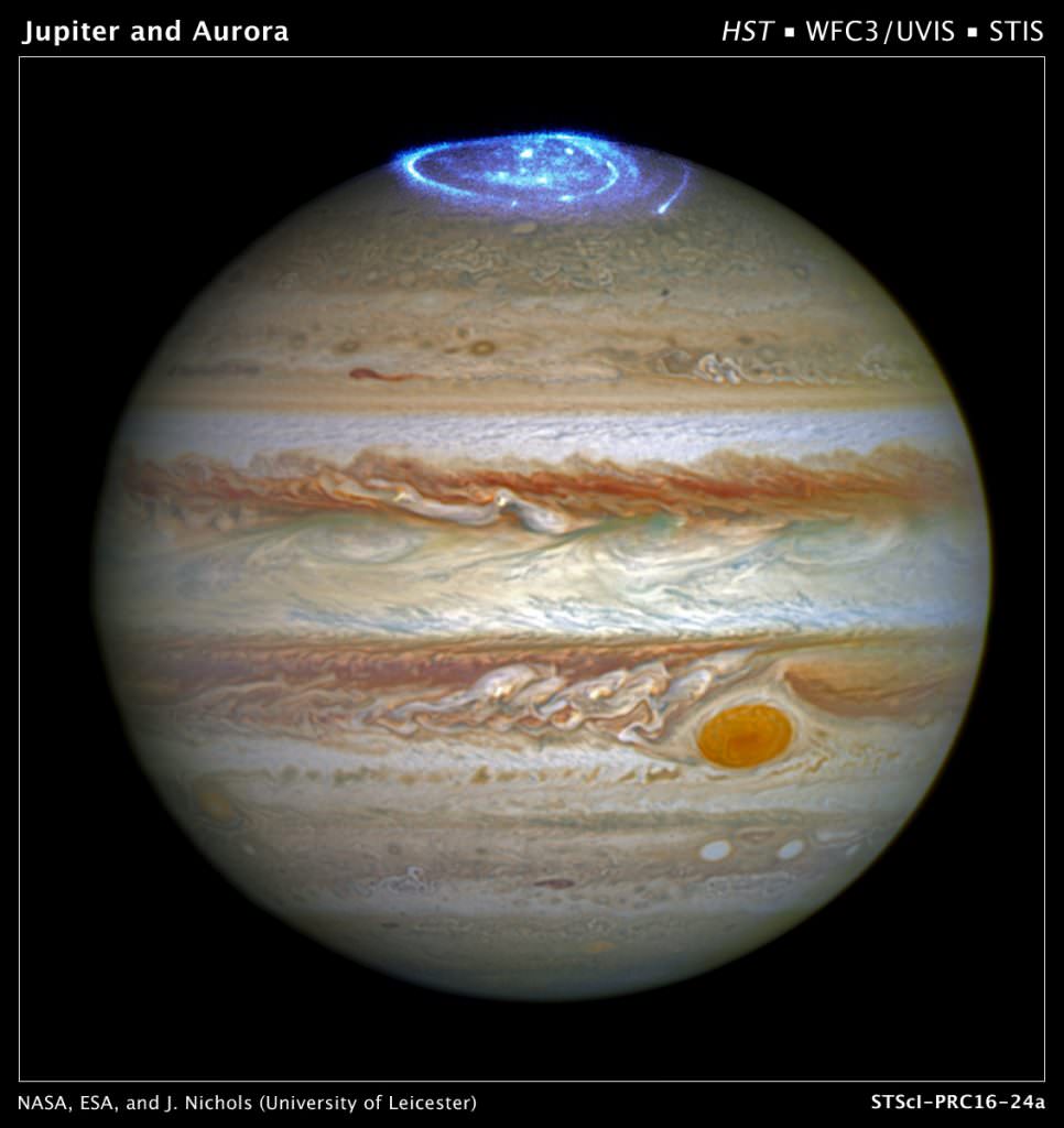 Image of the aurora on Jupiter.