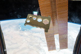 The Multi-Purpose Precision Maintenance Tool designed by student Robert Hillan and printed with the AMF on the ISS. Image: NASA