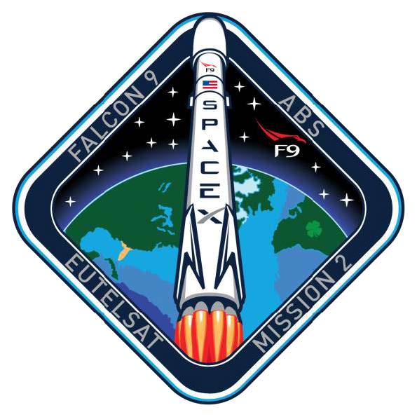 Logo for EUTELSAT 117 West B and ABS-2A satellite mission launch. Credit: SpaceX