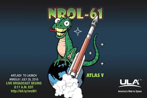 ULA Webcast info for launch of Atlas V NROL-61 mission for the National Reconnaissance Office (NRO) on July 28, 2016.  Credit: ULA/NRO 
