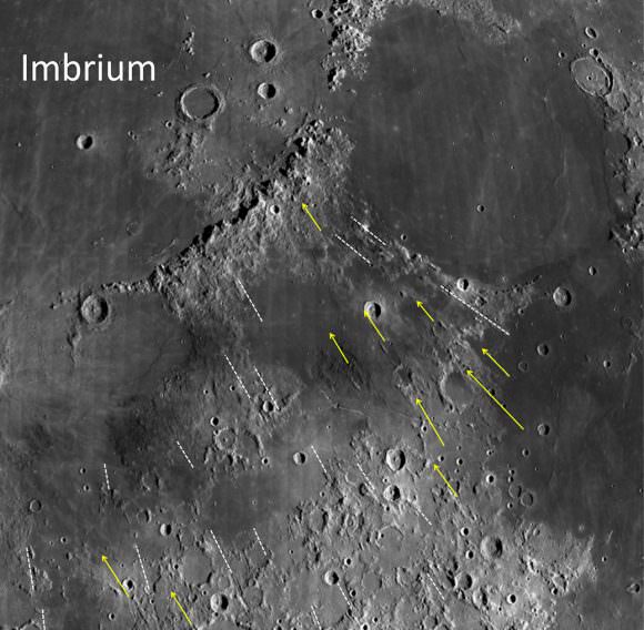 Grooves and gashes associated with the Imbrium Basin on the Moon have long been puzzling. New research shows how some of these features were formed and uses them to estimate the size of the Imbrium impactor. The study suggests it was big enough to be considered a protoplanet. NASA/Northeast Planetary Data Center/Brown University