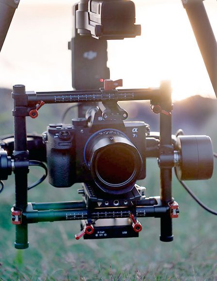 The Sony camera is shown attached to the drone. To capture the aurora, Haukur used a fast lens, high ISO and set the frame rate to 25 frames per second (fps) or 1/25th of a second per frame. Credit: Oli Haukur / OZZO Photography