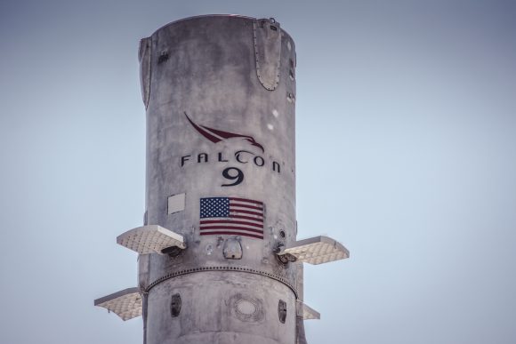 The top of the Falcon-9 lower stage. Image credit: KC Grim