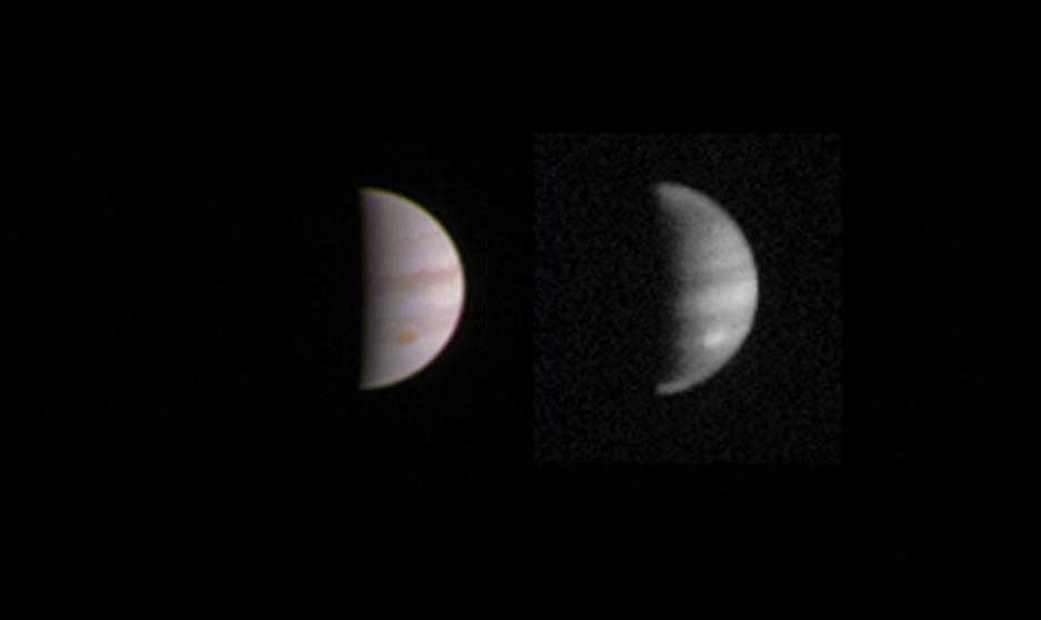 This dual view of Jupiter was taken on August 23, when NASA's Juno spacecraft was 2.8 million miles (4.4 million kilometers) from the gas giant planet on the inbound leg of its initial 53.5-day capture orbit. Credit: NASA/JPL-Caltech/SwRI/MSSS