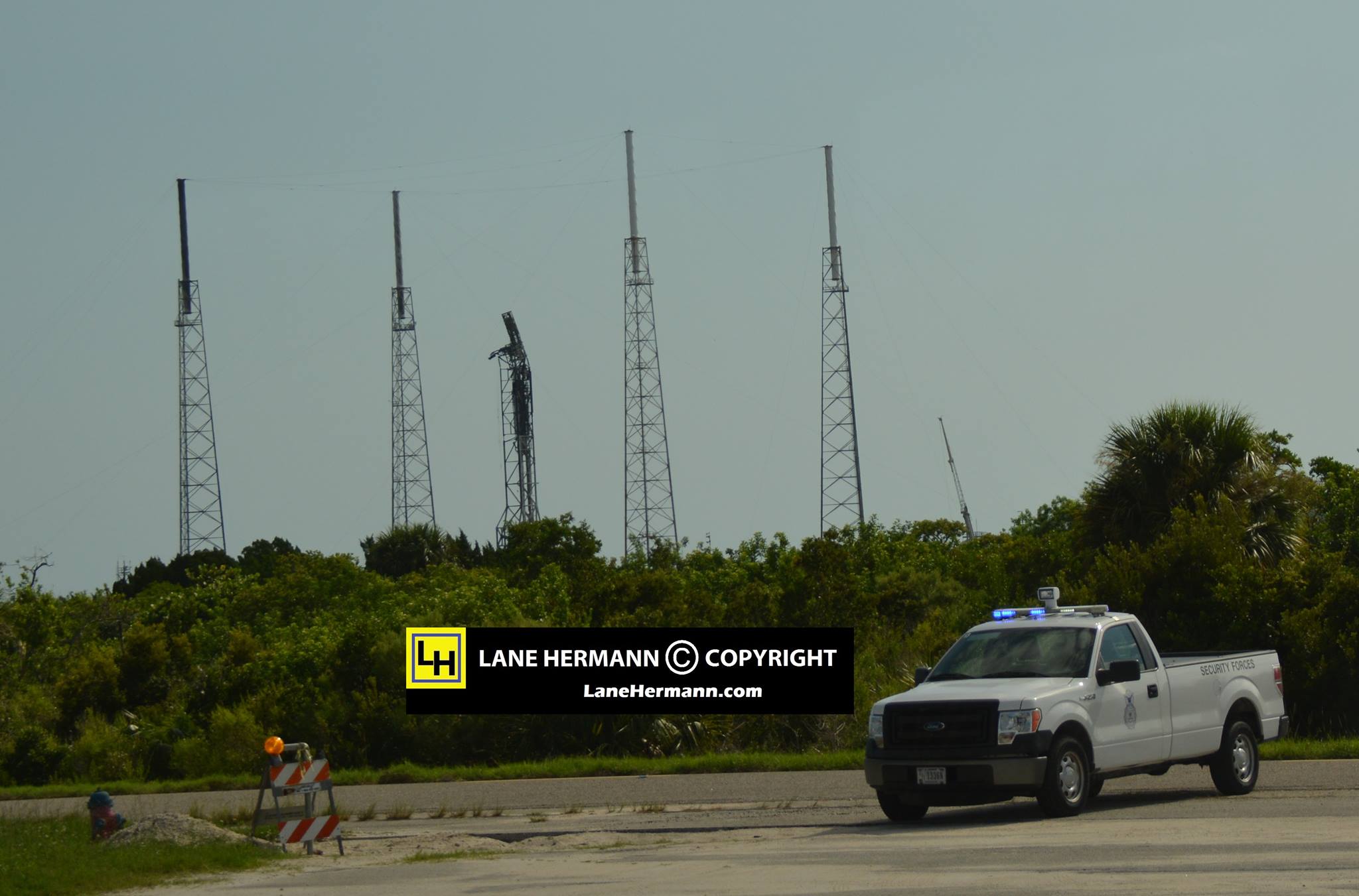 Damage at  SpaceX Launch Complex-40 following Sept. 1, 2016 launch pad explosion.  Credit: Lane Hermann