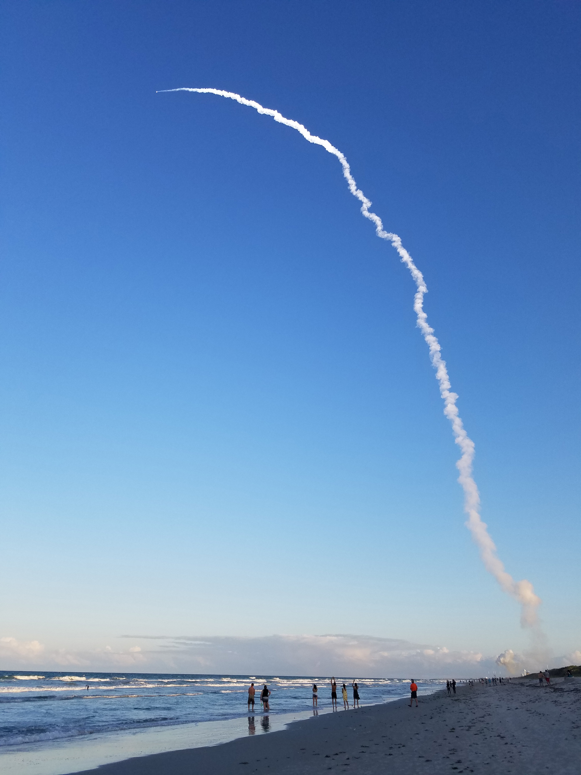 NASA’s OSIRIS-Rex asteroid sampling spacecraft streaks to orbit on September 8, 2016 from Cape Canaveral Air Force Station, FL as seen from Playalinda Beach.  Credit: Jillian Laudick