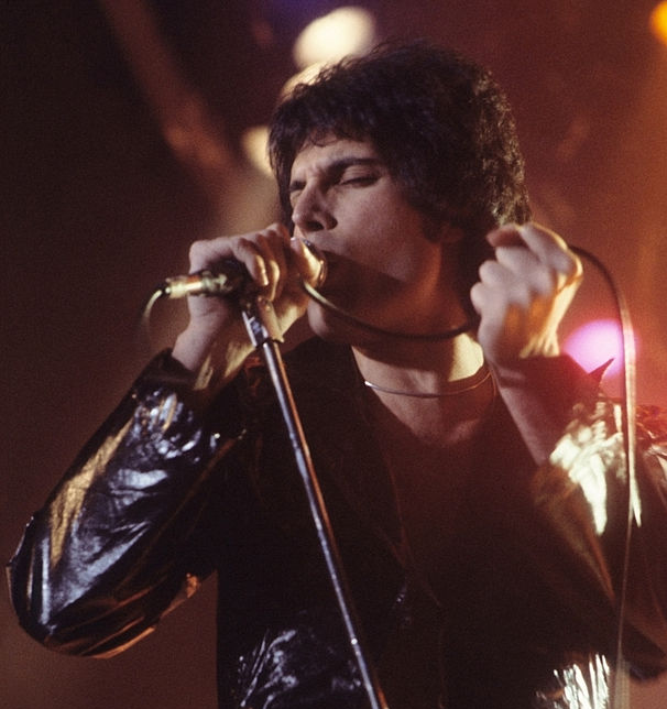 Freddie Mercury on stage in 1977.