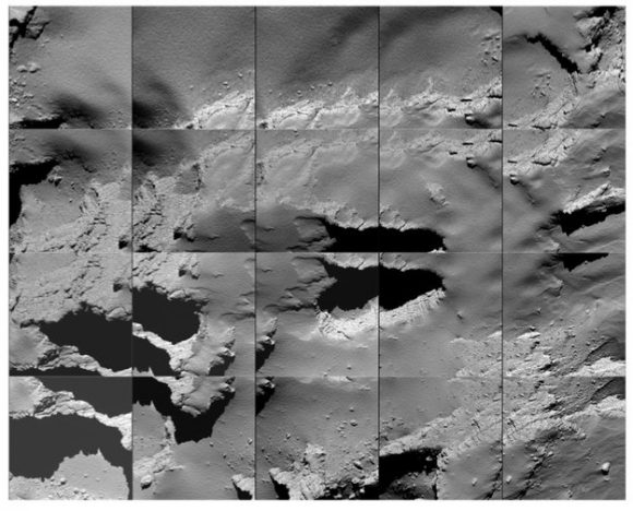 Sequence of images captured by Rosetta during its descent to the surface of Comet 67P/C-G on September 30, 2016. Credit: ESA/Rosetta/MPS for OSIRIS Team MPS/UPD/LAM/IAA/SSO/INTA/UPM/DASP/IDA.
