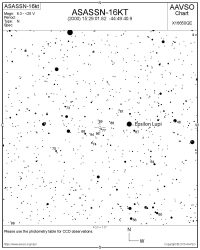 You can use this AAVSO chart to find the nova and track its changing brightness. Star magnitudes are shown to the tenth with the decimal omitted. Credit: AAVSO