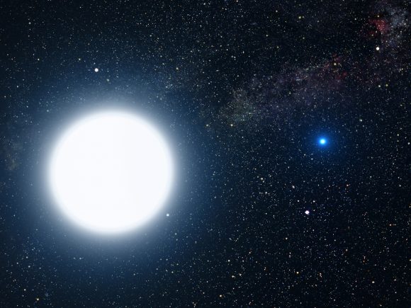 Artist's impression of a white dwarf star in orbit around Sirius (a white supergiant). Credit: NASA, ESA and G. Bacon (STScI)