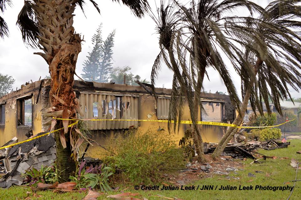 Home destroyed by fire in Satellite Beach. Credit: Julian Leek
