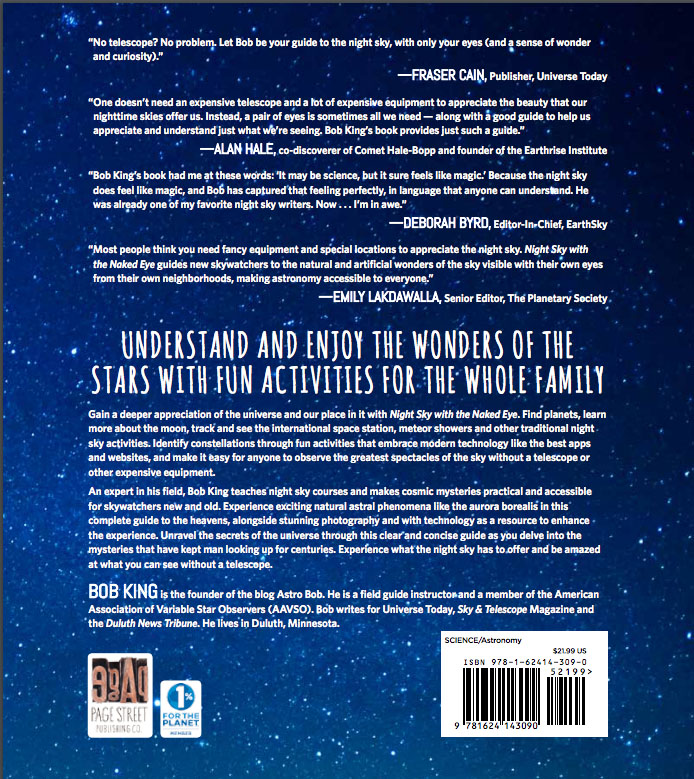 This is back cover of the Night Sky with the Naked Eye book jacket. 