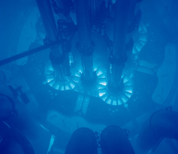 Cherenkov radiation glowing in the core of the Advanced Test Reactor at the Idaho National Laboratory Credit: Wikipedia Commons/Argonne National Laboratory