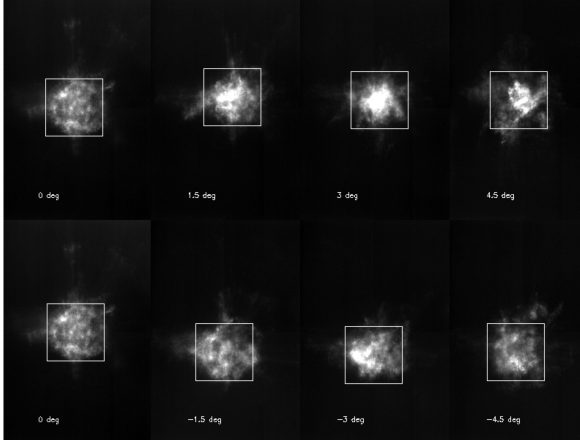 Polaris, the North Star, as observed by ASTRI with different offsets from the optical axis of the telescope. Credits: Enrico Giro/Rodolfo Canestrari/Salvo Scuderi/Giorgia Sironi/INAF