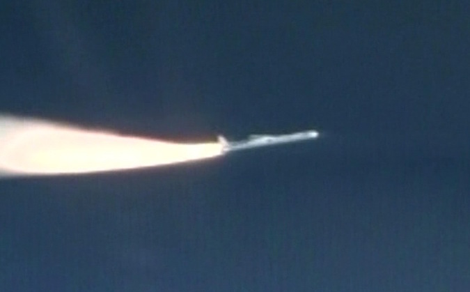 Launch of the Orbital ATK Pegasus XL rocket carrying NASA's CYGNSS spacecraft. Credit: NASA TV