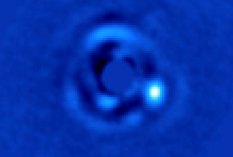 The vortex coronagraph captured this image of the brown dwarf PIA21417.