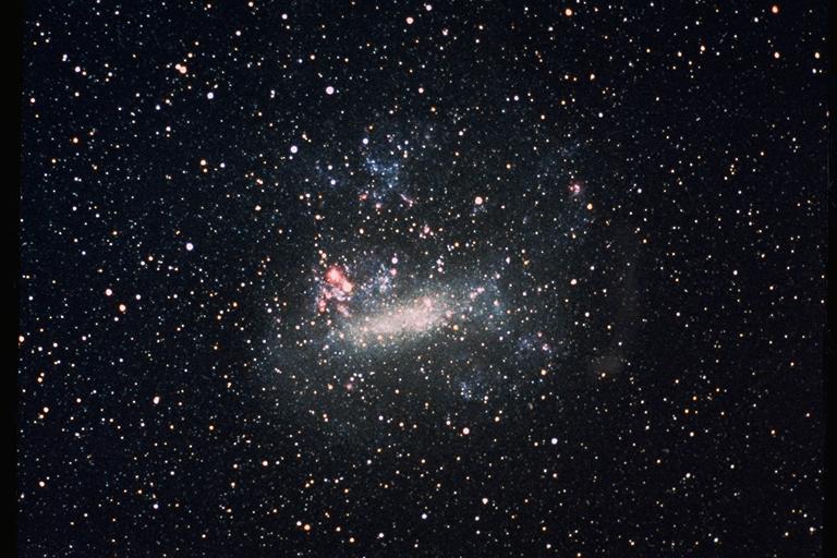 The Large Magellanic Cloud is about 14,000 light years in diameter, and the central region of Holm 15A is nearly as large. Image: Public Domain, https://commons.wikimedia.org/w/index.php?curid=57110
