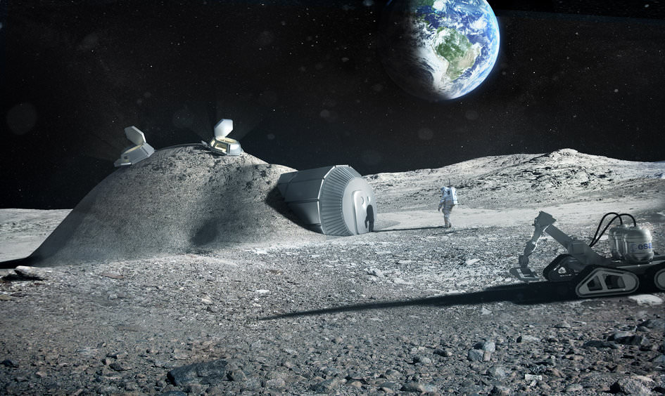 Mars isn't the only place 3D printing with regolith could prove useful. Artist's impression of a lunar base created with 3D printing techniques. 