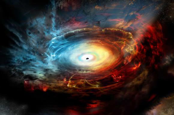 Illustration of the supermassive black hole at the center of the Milky Way. Credit: NRAO/AUI/NSF