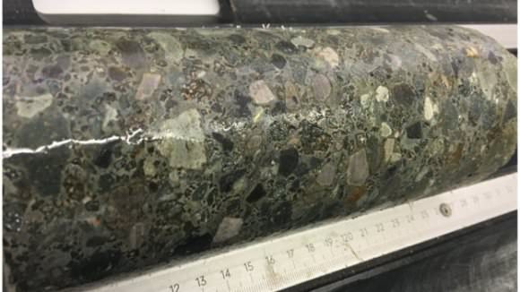 The core samples from the drilling rig show rocks that were subjected to immense heat and pressure at the time of the impact. Image: Barcroft Productions/BBC
