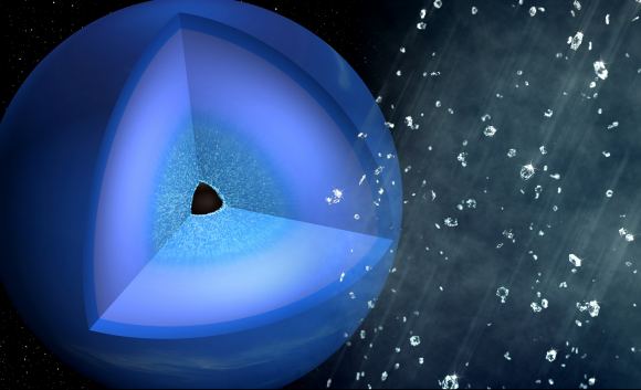 An experiment conducted by an international team of scientists recreated the "diamond rain" believed to exist in the interiors of ice giants like Uranus and Neptune. Credit: Greg Stewart/SLAC National Accelerator Laboratory